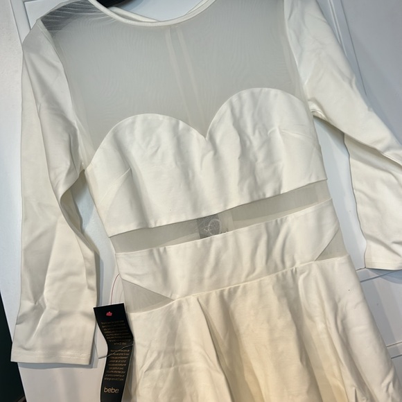 White Lycra Dress with Sheer Accents-NWT-Medium - Picture 4 of 9
